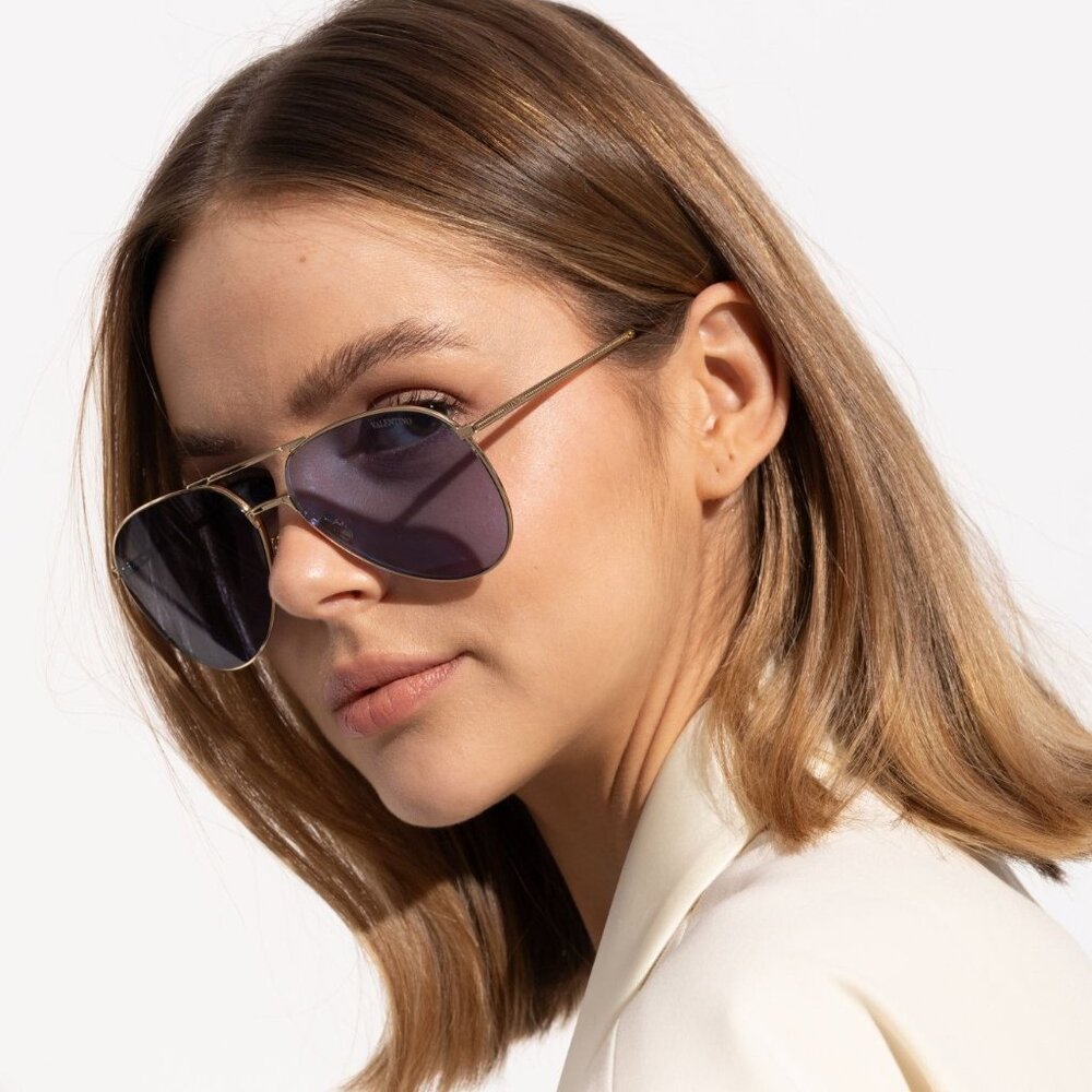 NEW VALENTINO SUNGLASSES GOLD/BLUE UNISEX EYEWEAR VALENTINO VLS-172C